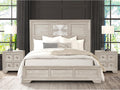 Furniture of America Narella Modern Wood 3-Piece Bedroom Set with Sunburst Pattern, Nickel Brushed Wire Hardware, Felt-Lined Top Drawers, Bracketed Feet, Box Spring Needed, Queen, Light Gray