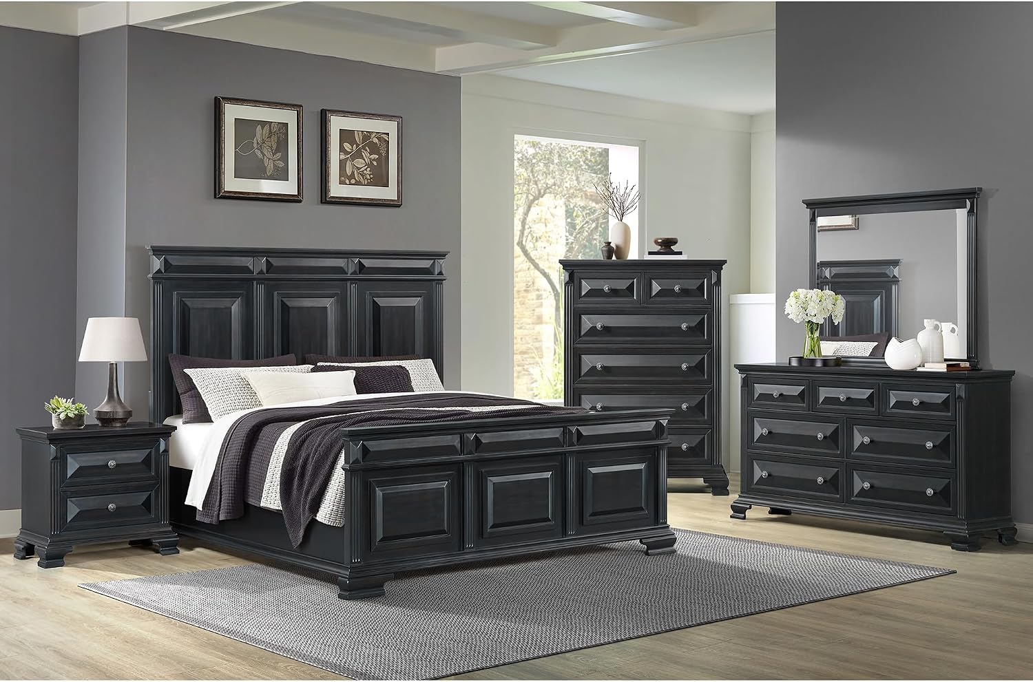 Picket House Furnishings Sumner King Panel 3PC Bedroom Set in Black