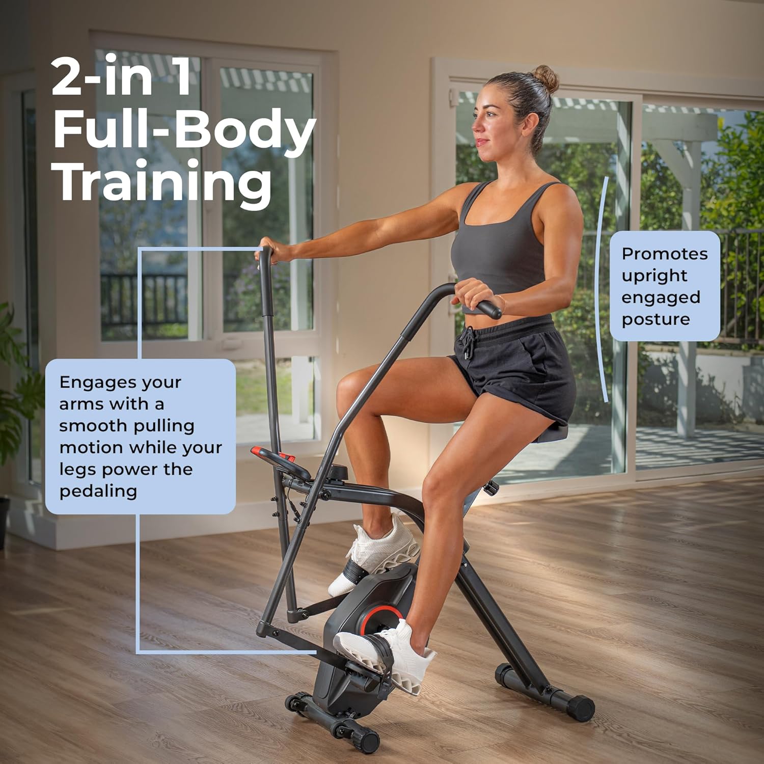 Sunny Health & Fitness Smart Folding X-Bike, Portable Compact Exercise Bike for Indoor Cycling Workout, Home Cardio Training Machine, Free SunnyFit App Bluetooth Connect