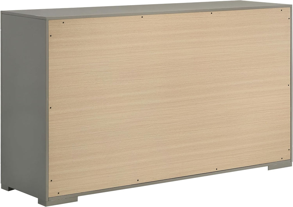 Coaster Home Furnishings Ives Contemporary 4-Piece Bedroom Set Eastern King Size LED Panel Bed Frame 57-inch Headboard Grey High Gloss 224971KE-S4