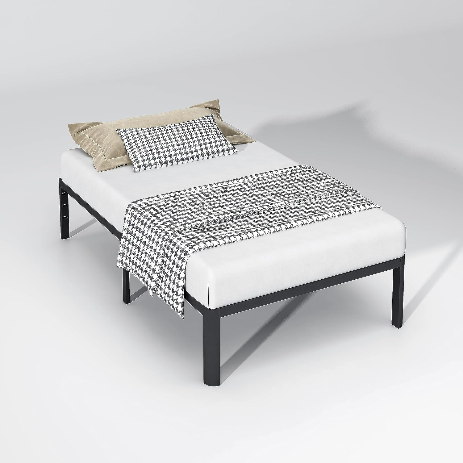 14 Inch Twin Bed Frame with Round Corners, Heavy Duty Metal Platform Bed Frame Twin Size, Noise Free, No Box Spring Needed, Easy Assembly - Sturdy and Elegant, Black