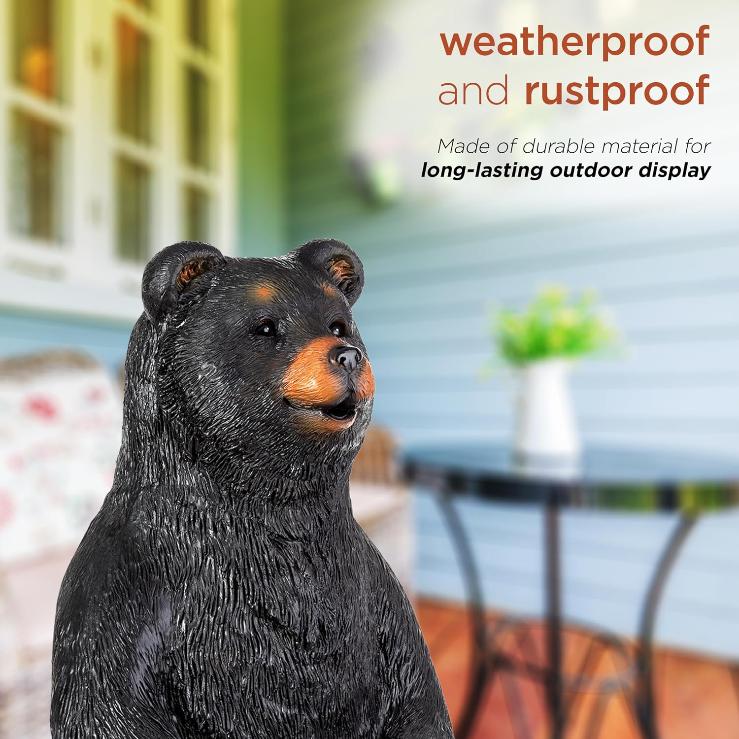Alpine Corporation 36' Tall Outdoor Standing Black Bear with Welcome Sign Yard Statue Decoration