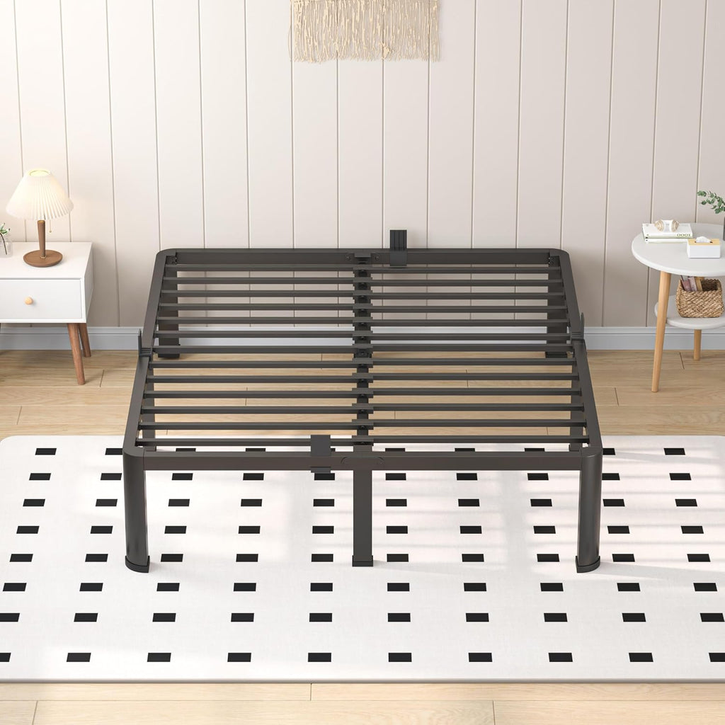 VIPSHOW 18 Inch King Heavy Duty 3500 lbs Bed Frame with Round-Corner Legs & Anti-Squeak Design – Quick Assembly Metal Platform, No Box Spring Needed