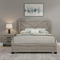 Kings Brand Furniture Napa Farmhouse 2-Piece Bedroom Set - Light Grey and Slim-Profile Design Wood Bed Frame with 1 Nightstand (King)