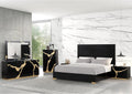 Furniture of America Quanta Modern Wood 6-Piece Bedroom Set with Panel Headboard, Felt-Lined Top Drawer, Ball-Bearing Glides, Dovetails Joint, No Box Spring Needed, King, Black