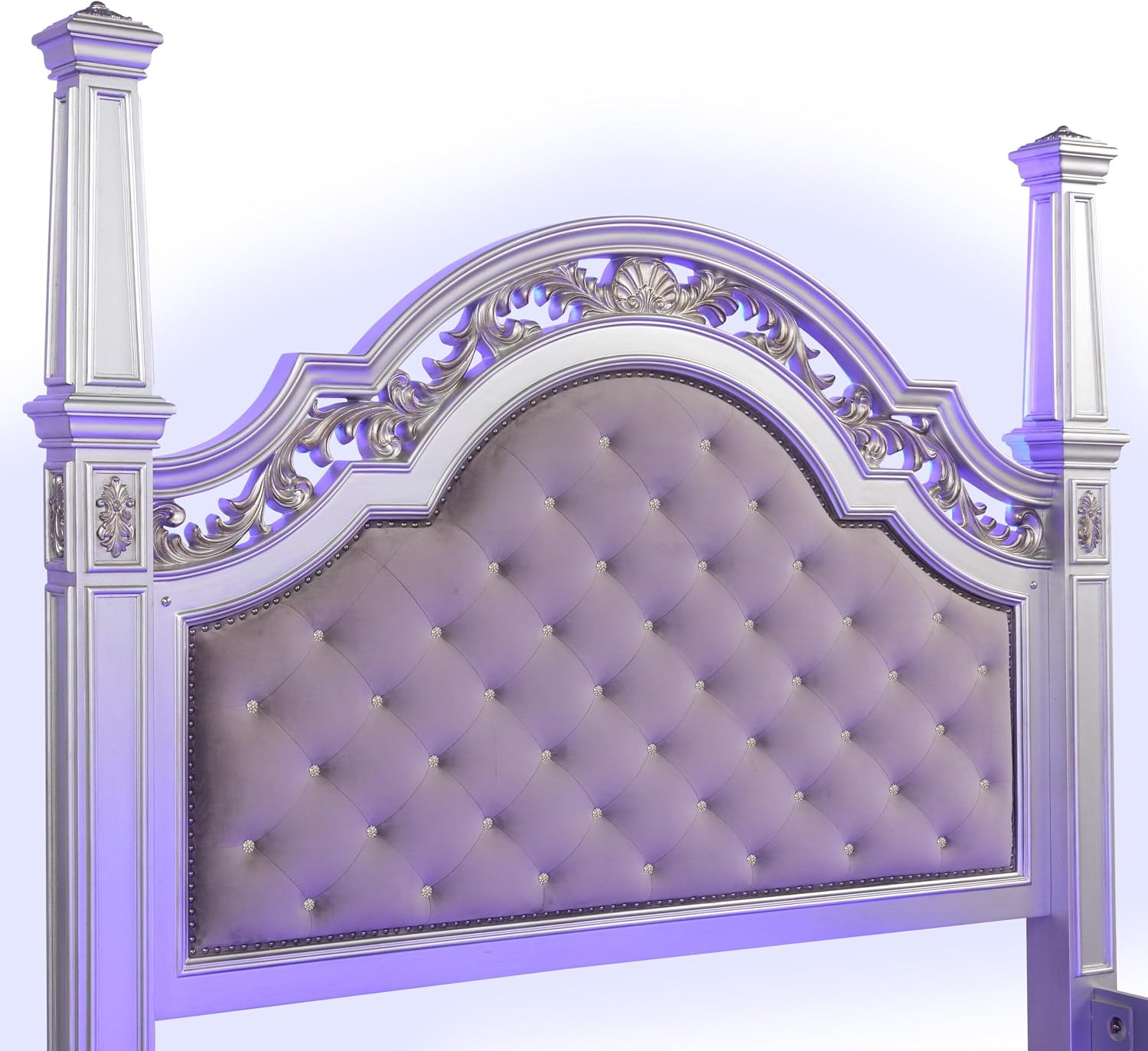 First of a Kind Valentina Silver King 4 Piece Bedroom Set