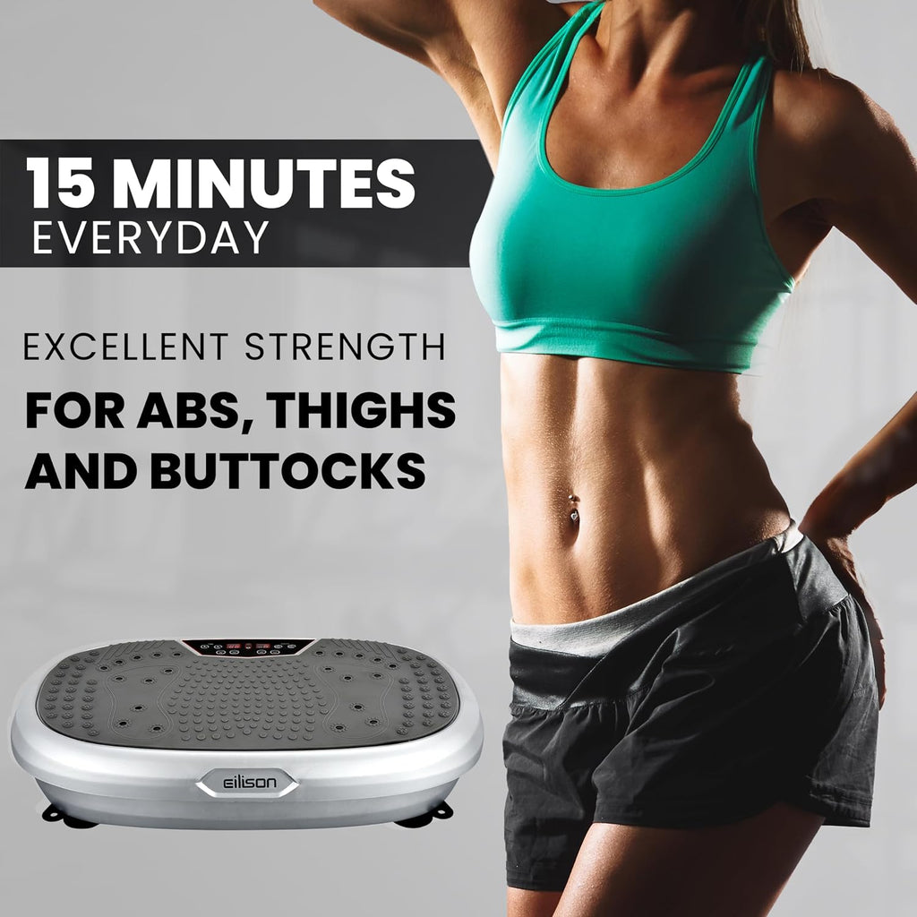 EILISON FitMaxx 3D XL Vibration Plate Exercise Machine - Whole Body Workout Vibration Platform w/Loop Bands - Lymphatic Drainage Machine for Weight Loss, Shaping, Recovery