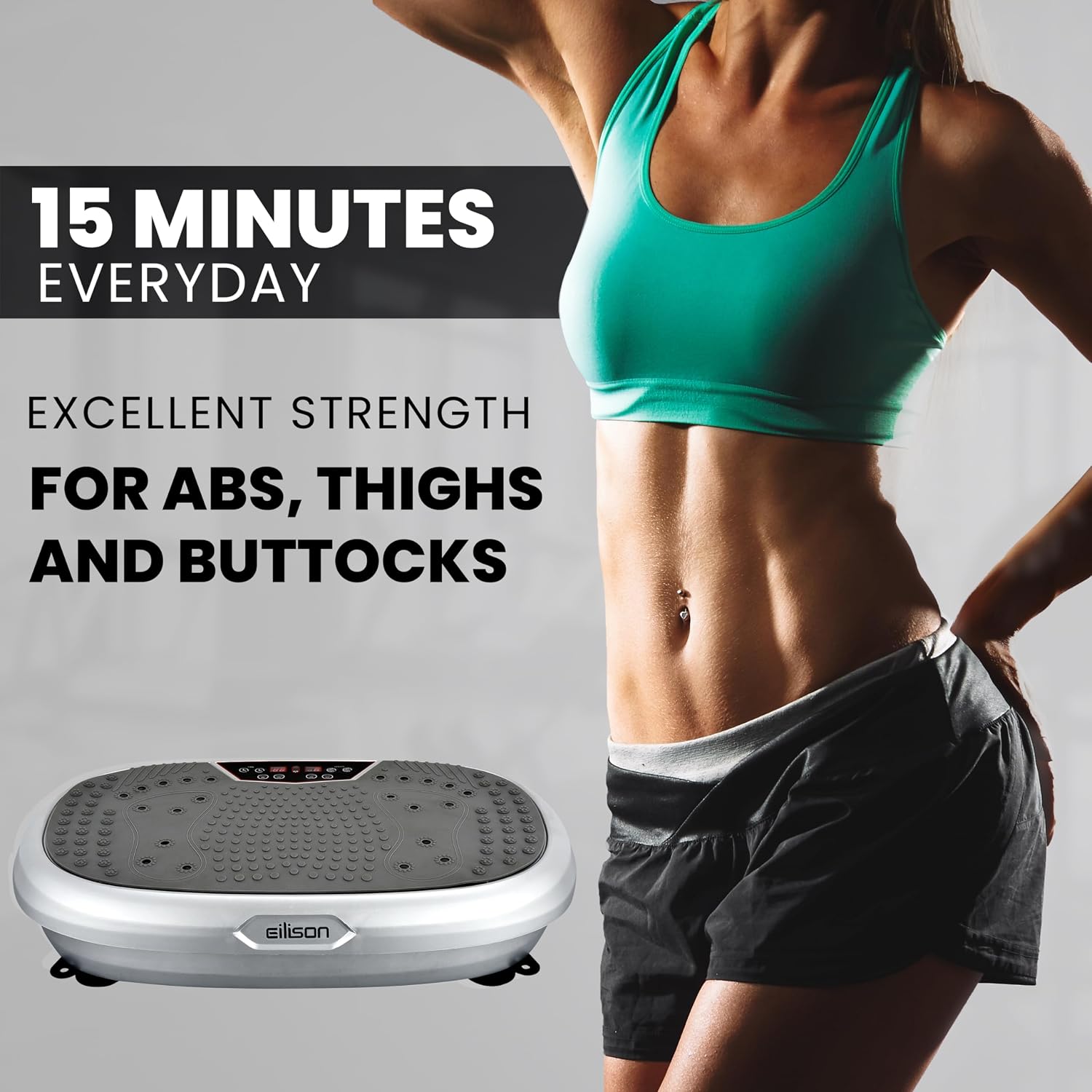 EILISON FitMaxx 3D XL Vibration Plate Exercise Machine - Whole Body Workout Vibration Platform w/Loop Bands - Lymphatic Drainage Machine for Weight Loss, Shaping, Recovery
