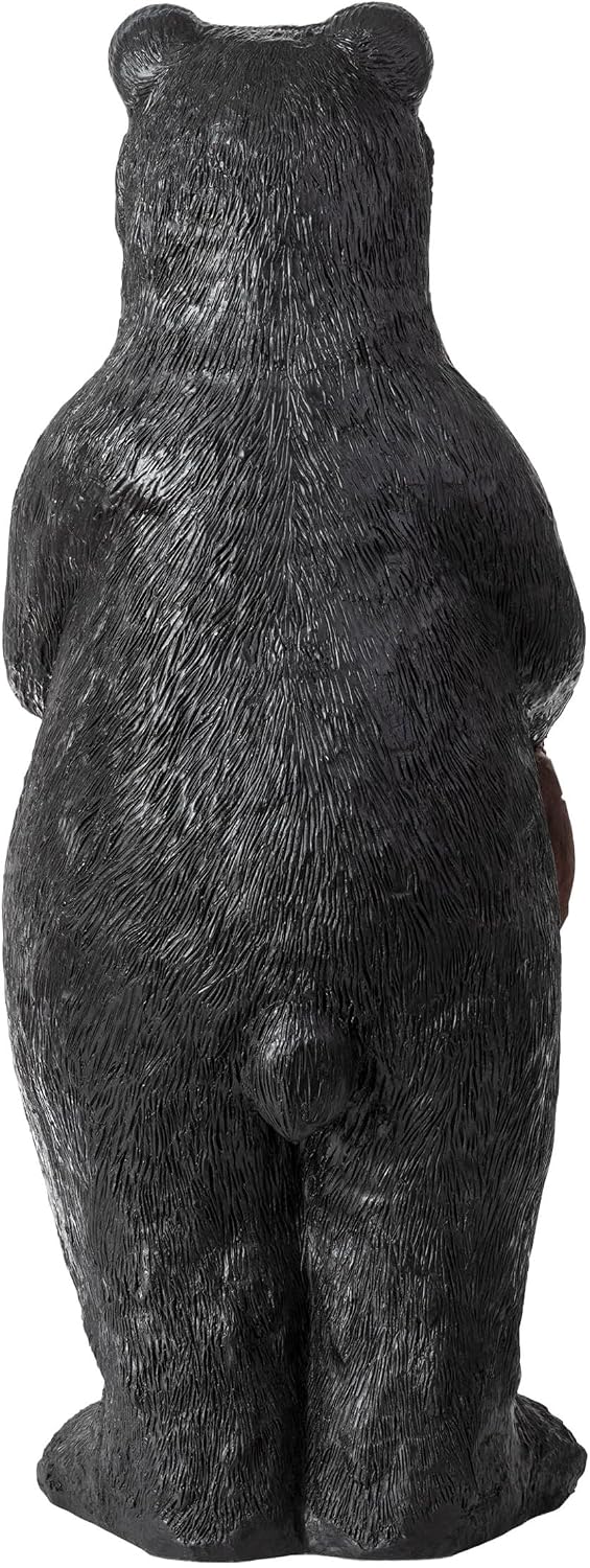 Alpine Corporation 36' Tall Outdoor Standing Black Bear with Welcome Sign Yard Statue Decoration