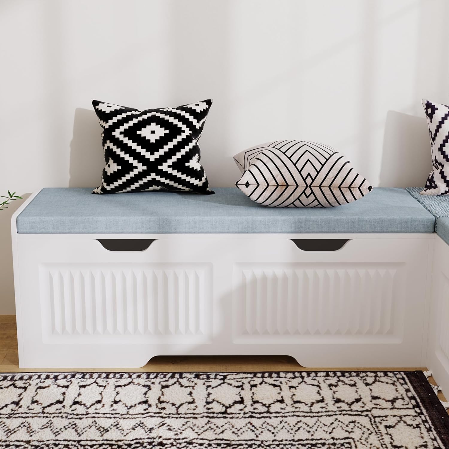 L-Shaped Storage Bench, Corner Bench with Storage,Kitchen Breakfast Nook Bench, with Large Hidden Storage Space,Suitable for Dining Nook,Kitchen Corner and Entryway (White-01)
