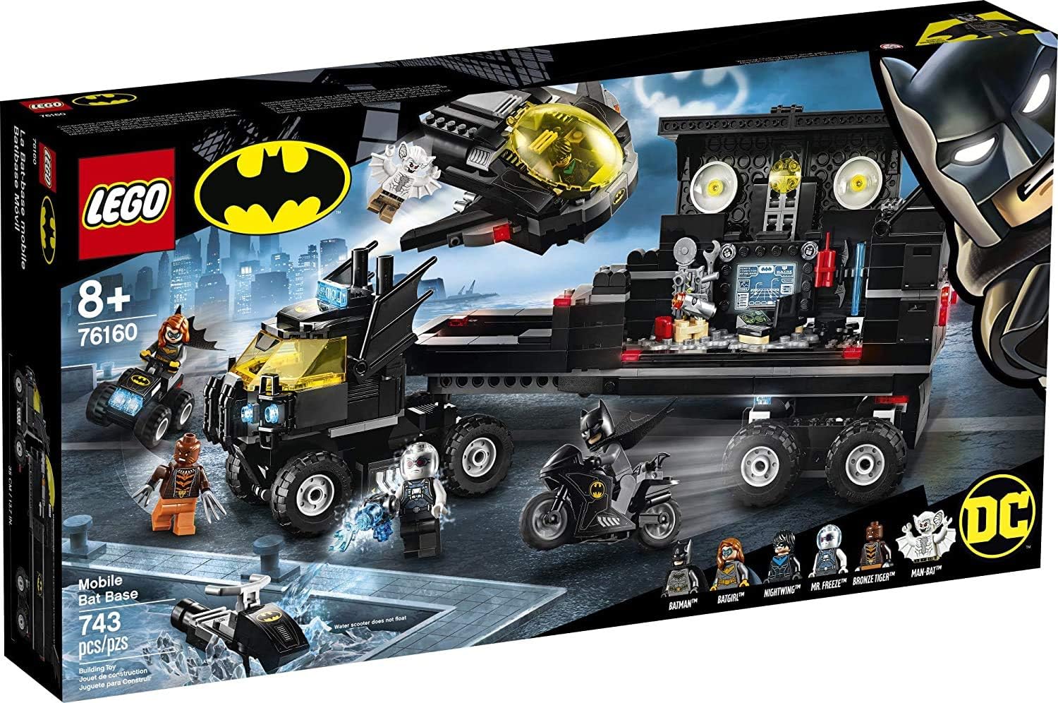LEGO DC Mobile Bat Base 76160 Batman Building Toy, Gotham City Batcave Playset and Action Minifigures, Great 'Build Your Own Truck' Batman Gift for Kids Aged 6 and up (743 Pieces)