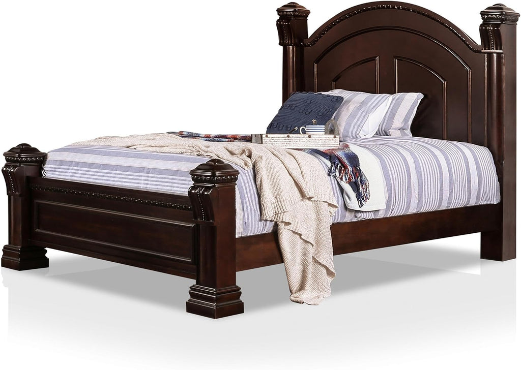 Furniture of America FOA Oulette 2-Piece Cherry Solid Wood Bedroom Set - King + Nightstand