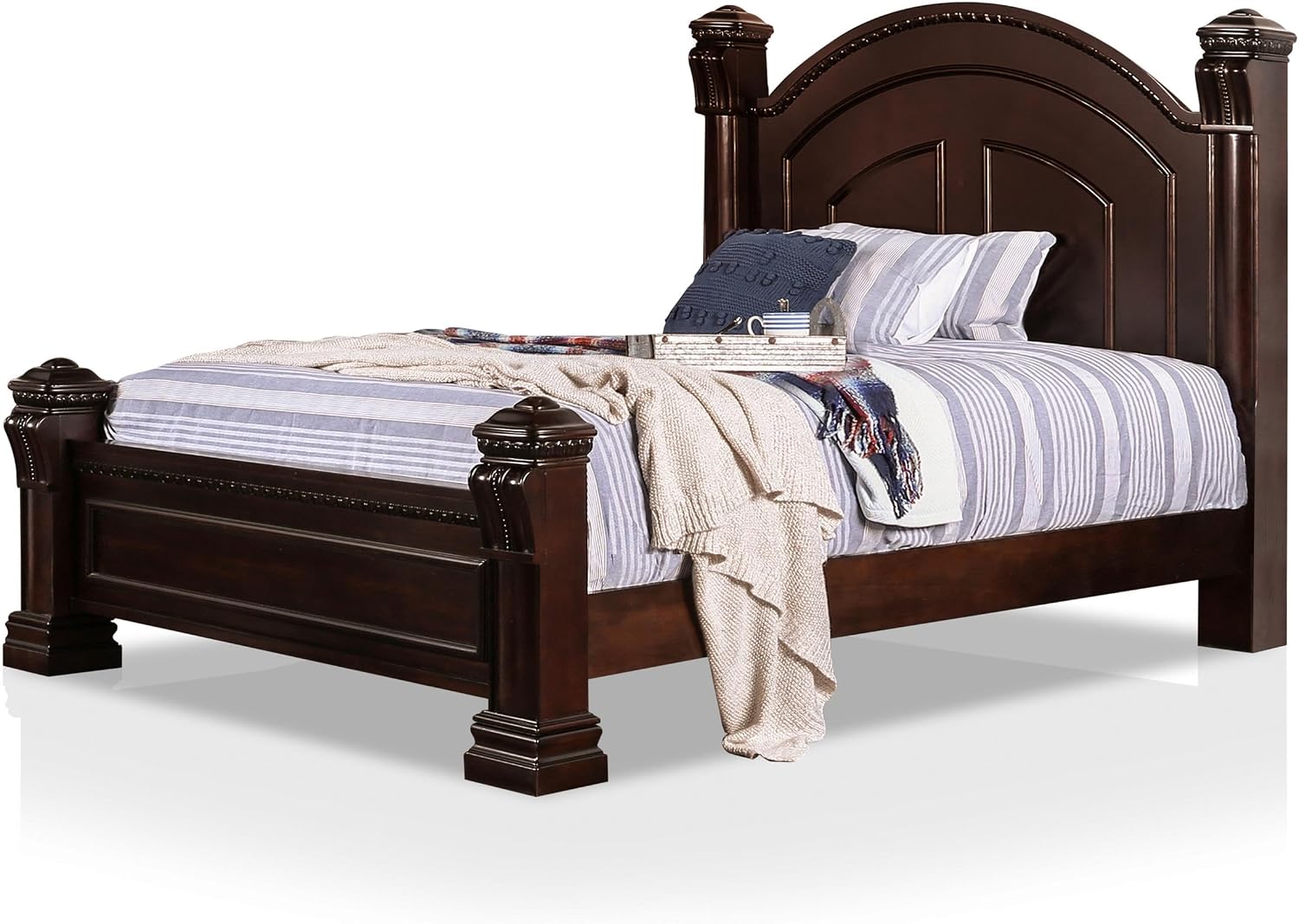 Furniture of America FOA Oulette 2-Piece Cherry Solid Wood Bedroom Set - King + Nightstand
