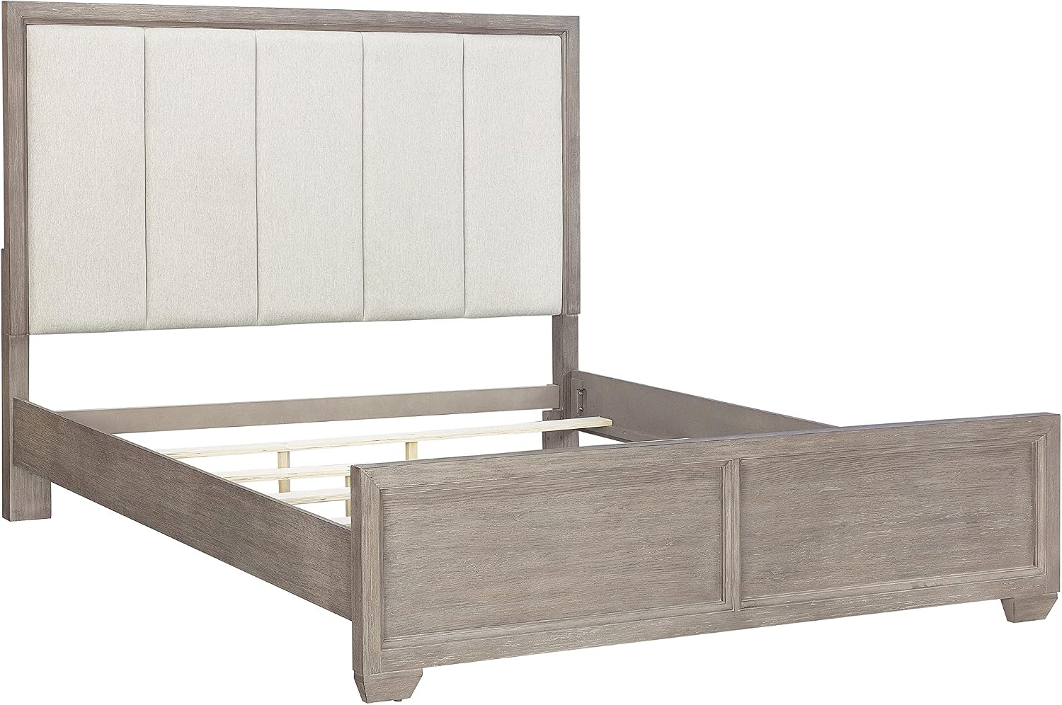 Roundhill Furniture Ennesley Gray Wood Upholstered Panel Bed, King Size