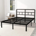 DiaOutro 14 Inch Full Size Bed Frame with Headboard No Box Spring Needed, Heavy Duty Metal Platform with Steel Slat, Mattress Foundation, Easy Assembly, Noise Free, Black
