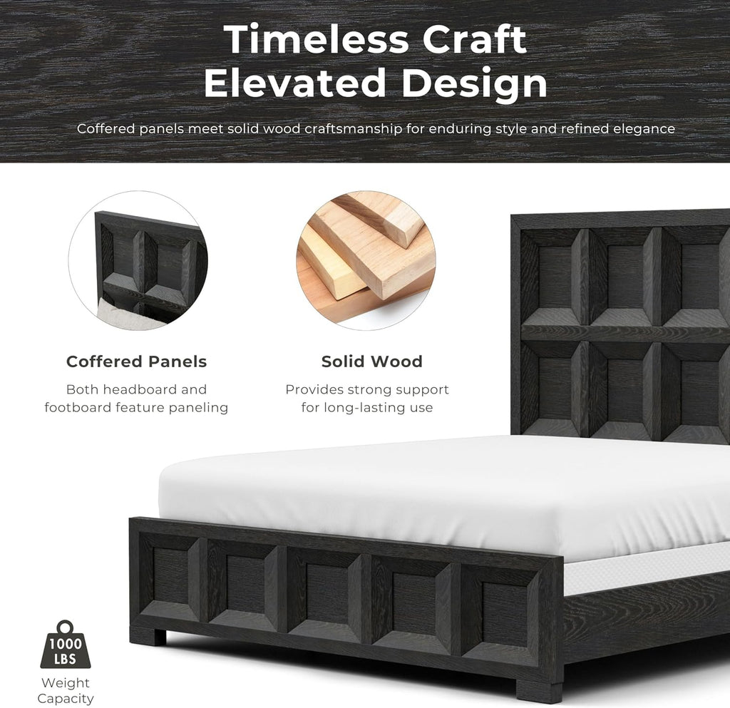Furniture of America Dannen Modern Classic Solid Wood 3-Piece Bedroom Set, Panel Bedframe, Writing Desk and Wooden Nightstand with USB Ports, Box Spring Needed, Queen, Tawny Brown