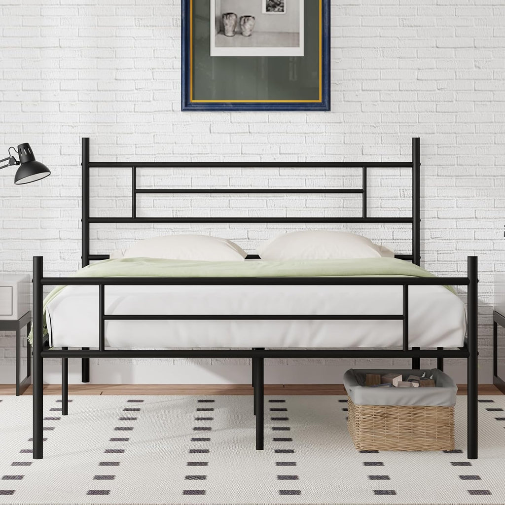 Novilla Queen Size Bed Frame with Headboard and Footboard, 14 Inch Metal Platform Bed Frame, Under Bed Storage, Strong Metal Slats Support, Mattress Foundation No Box Spring Needed