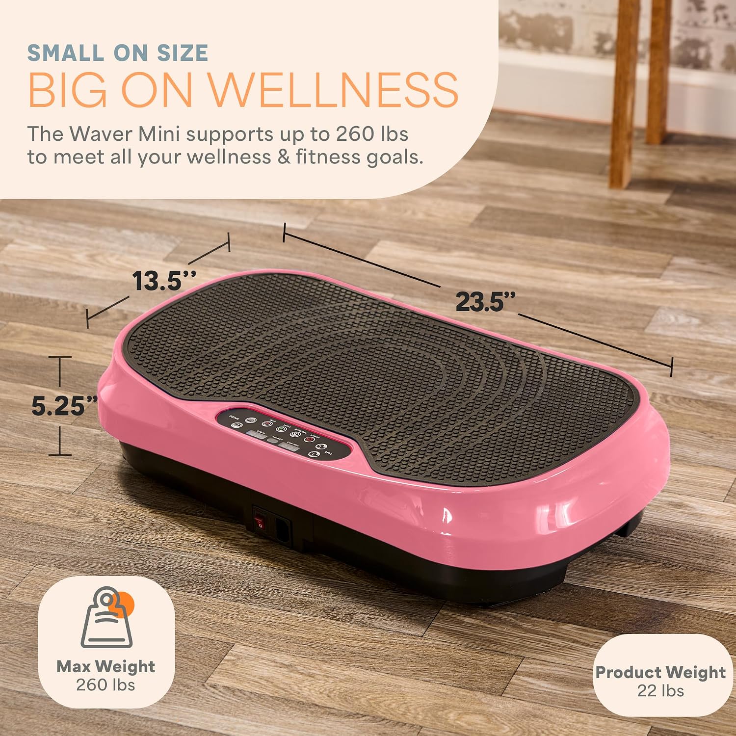 Lifepro Waver Mini Vibration Plate Exercise Machine with Remote & Bands — Compact Whole Body Vibrating Plate for Lymphatic Drainage & Muscle Toning — Shake Machine with 99 Speed Levels & 10 Presets