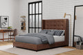 Mundo Faux Leather and Wood Upholstered Bed, California King, Brown
