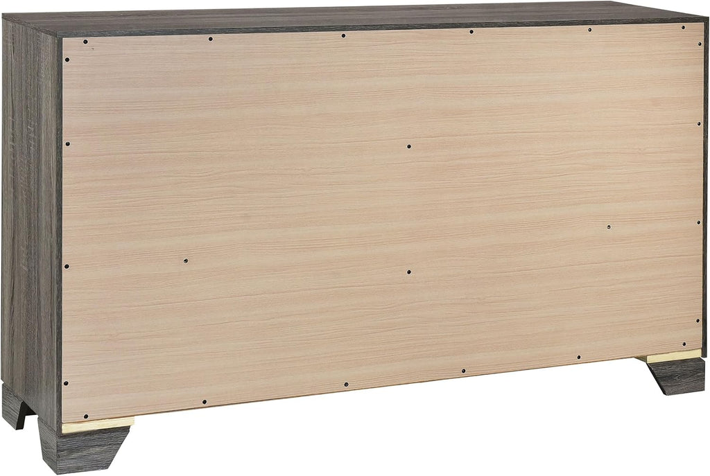 Coaster Home Furnishings Wright Transitional 4-Piece Bedroom Set Fabric Upholstered Eastern King Size Panel Bed Frame 52-inch Headboard Brown Oak 223341KE-S4