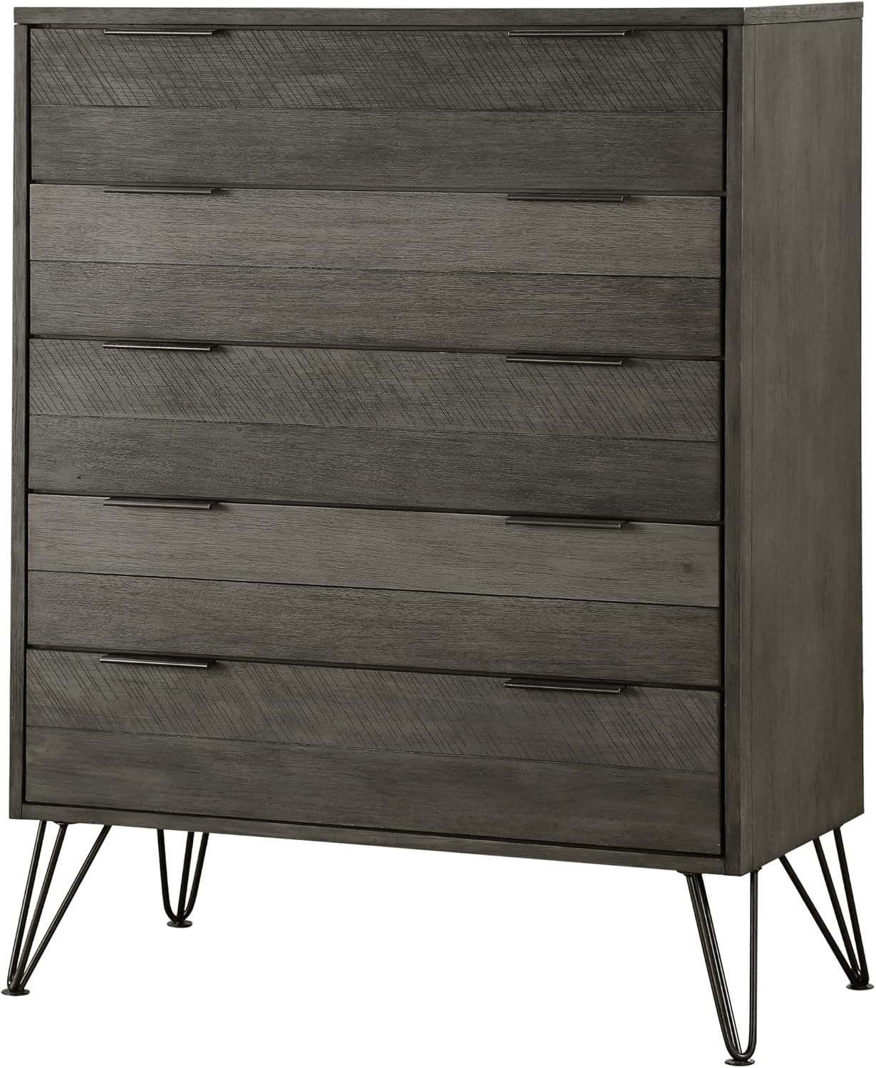4-Pieces Bed Set Contemporary Style California King Size Panel Bed Multi Gray Finish Solid Acacia Wood Bedroom Furniture