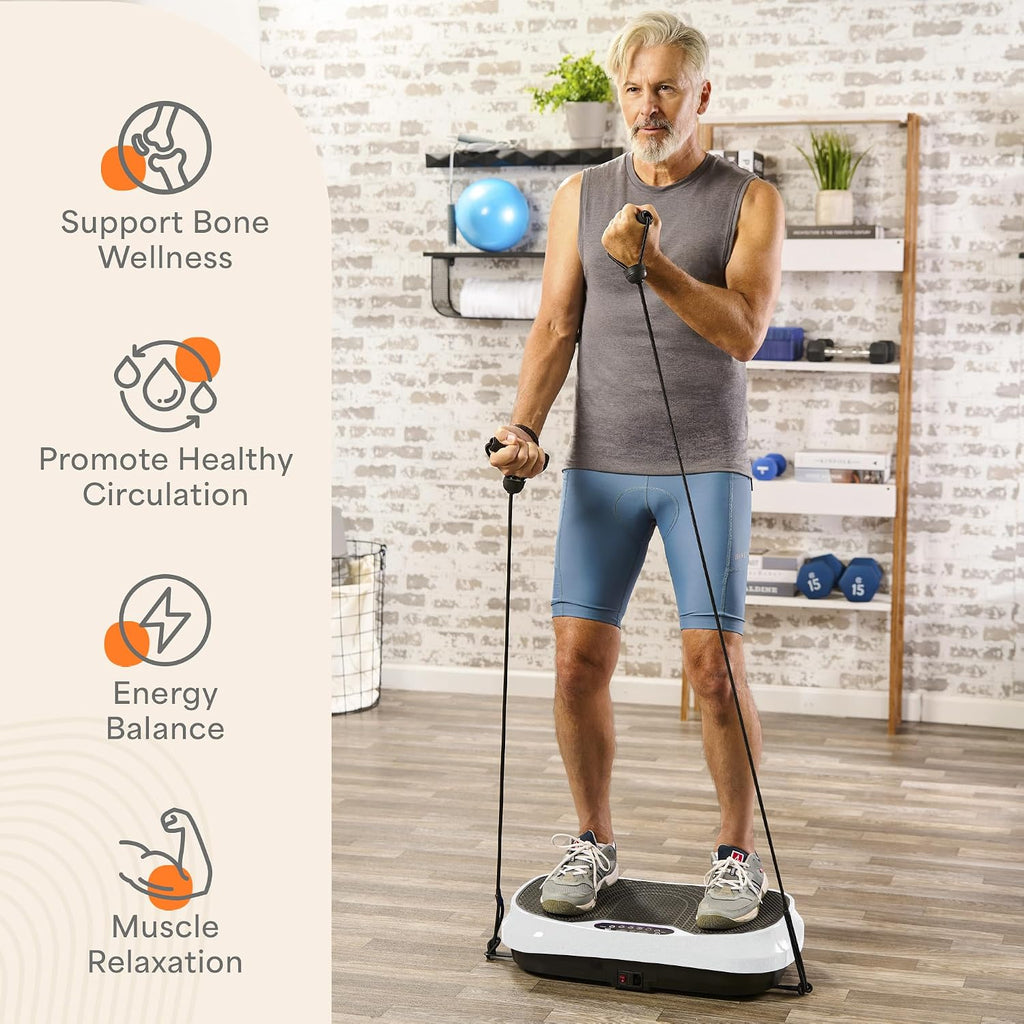 Lifepro Waver Mini Vibration Plate Exercise Machine with Remote & Bands — Compact Whole Body Vibrating Plate for Lymphatic Drainage & Muscle Toning — Shake Machine with 99 Speed Levels & 10 Presets