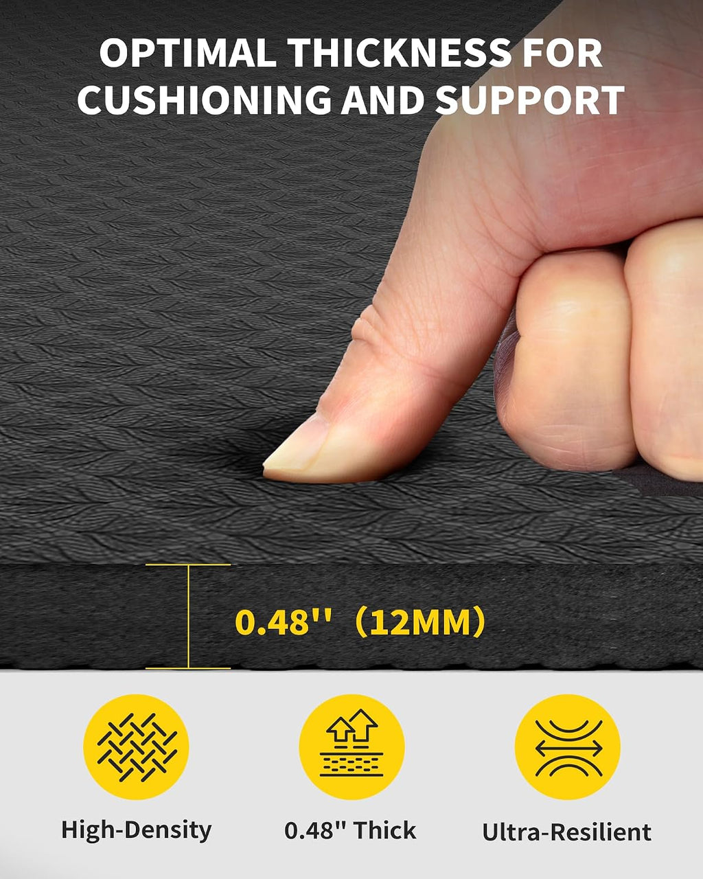 CAMBIVO Yoga Mat 72' x 48' Large Workout Mat for Home Gym Flooring | 6mm-12mm (0.24'-0.48') Extra Thick Exercise Mat for Apartment Fitness | High-Density TPE Cushioning for Joint Protection