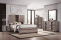 Generic 6Pc Beautiful Master Bedroom Suite Brown Gray Two-Tone Finish King Size LED Light HB Bed Set Solid Wood Wooden Furniture, HSB6830K6pc
