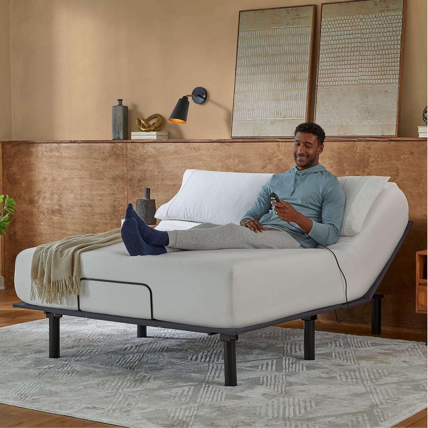 Beautyrest baselogic Level 1 Adjustable Base Bed Frame - Twin XL - Head Adjustability, Wired Remote, Removable Legs for Zero-Clearance Design, and Foldable for Convenient Mobility and Storage