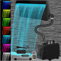 AquaMiracle All-in-1 Pond Waterfall Kit with LED Lights, 18' Stainless Steel Spillway with 800GPH Water Pump, Lighted Waterfall Fountain Outdoor for Water Garden, Backyard, Pool