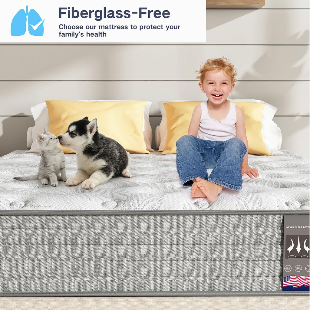 6V-Sermmoo Twin Mattress, 12 Inch Memory Foam Hybrid Mattress in a Box with Independent Spring, Medium Firm, Edge Support & Pressure Relief, CertiPUR-US Certified,39'*75'*12'