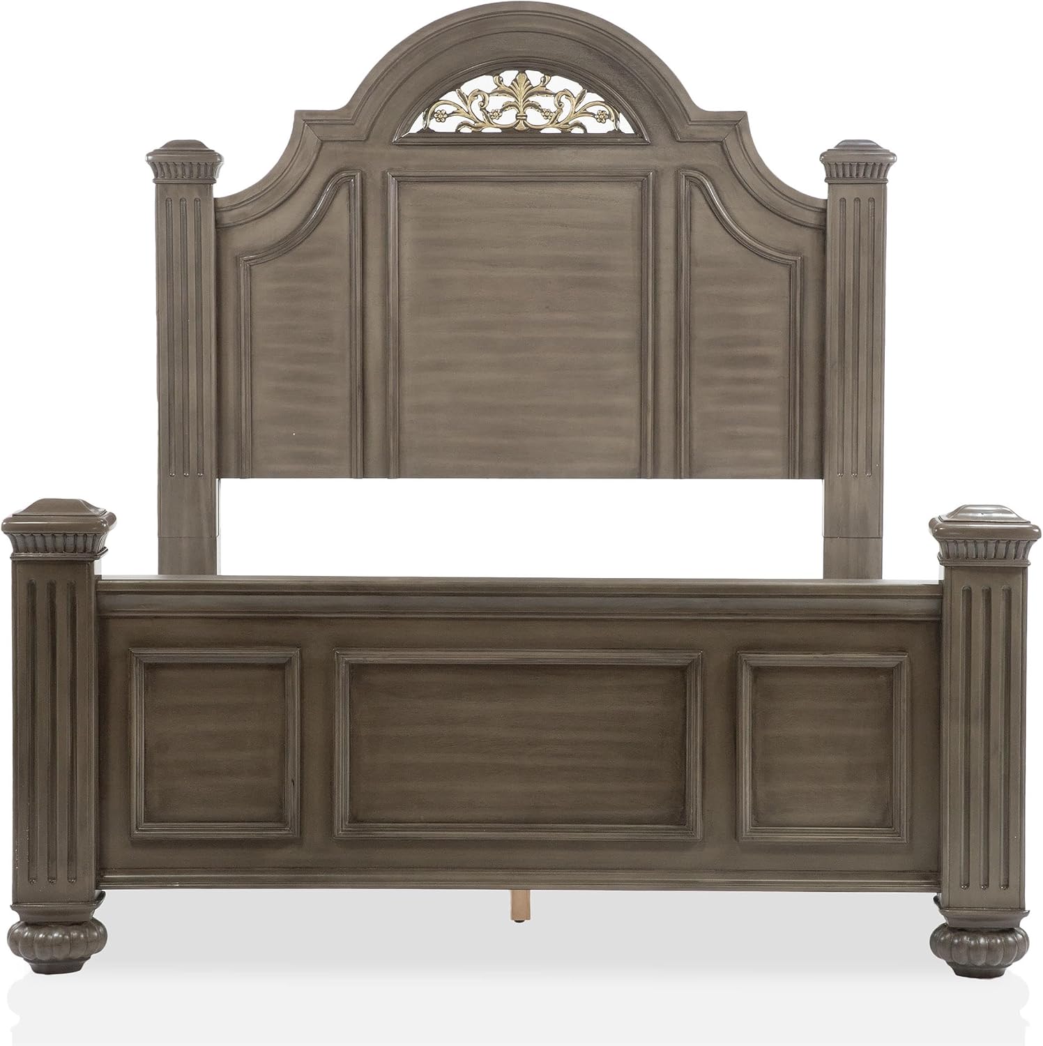 Furniture of America FOA Damos 3-Piece Gray Solid Wood Panel Bedroom Set - King + 2 Nightstands