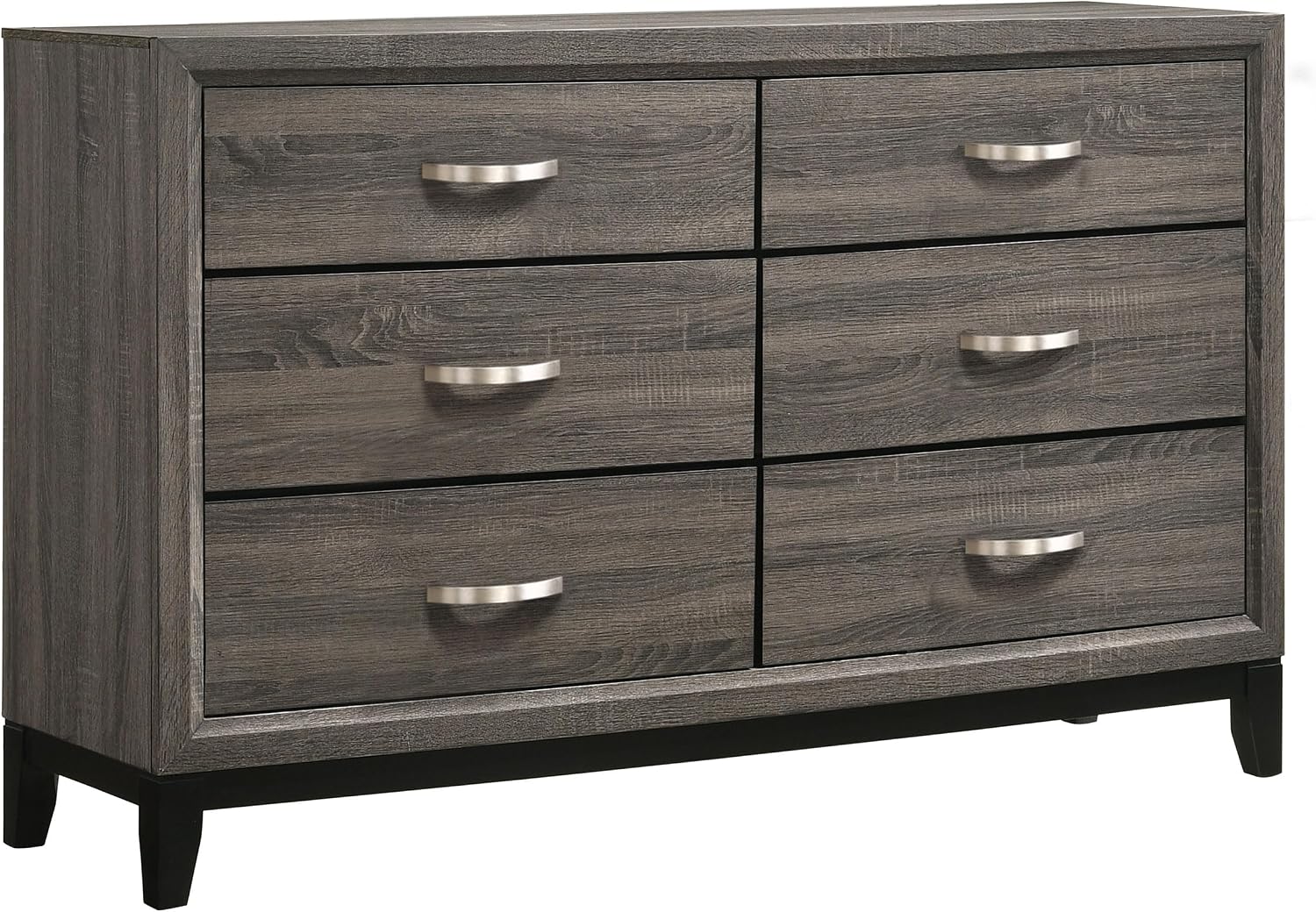 Grey Oak and Black 4-piece Eastern King Panel Bedroom Set