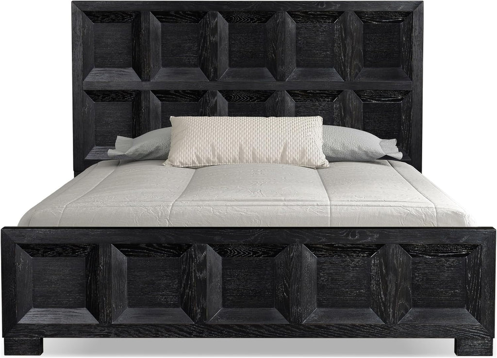 Furniture of America Dannen Modern Solid Wood 3-Piece Bedroom Set with Oversized Nightstand, Cedarwood-Lined Bottom and Felt-Lined Top Drawers, Box Spring Needed, Queen, Weathered Black