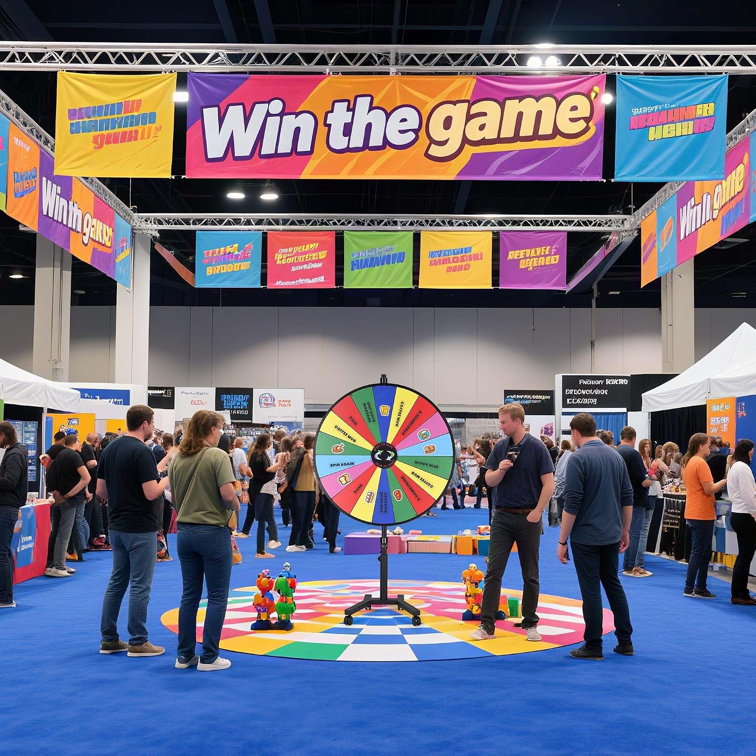 WinSpin 48' Giant Prize Wheel Mobile Base Rolling Floor Stand with Wheels for Trade Show Commercial Brand Opening Events Carnival