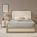 Kings Brand Furniture Boone 2-Piece Bedroom Set – Bed Frame with LED Headboard & 1 Nightstand, Natural/White Wood Finish, Slim-Profile Modern Design (King)