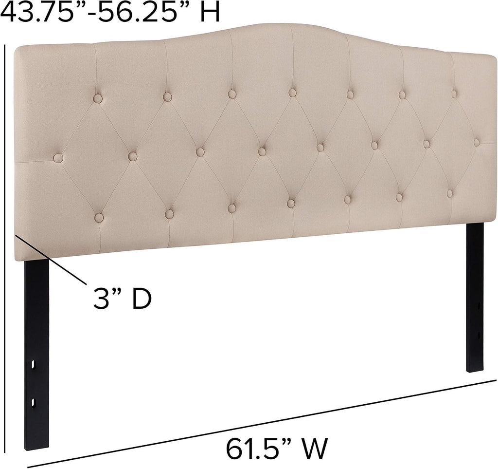 Flash Furniture Cambridge Tufted Upholstered Queen Size Headboard in Beige Fabric