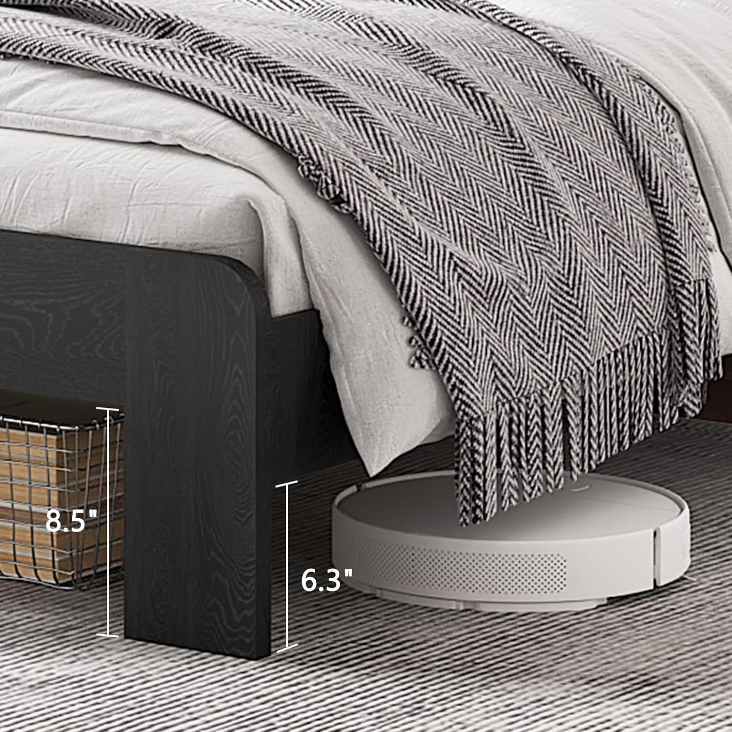 NNOOTK Queen Size Bed Frame, Vintage Platform Bed Frame with Wood Headboard and Footboard, 12 Wood Slats Support, No Box Spring Needed (Black)