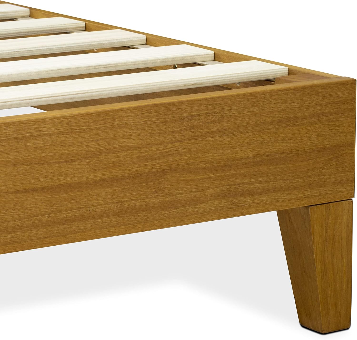 East West Furniture NVP-23-F Full Platform Bed Frame with 4 Solid Wood Legs and 2 Extra Center Legs - Oak Finish