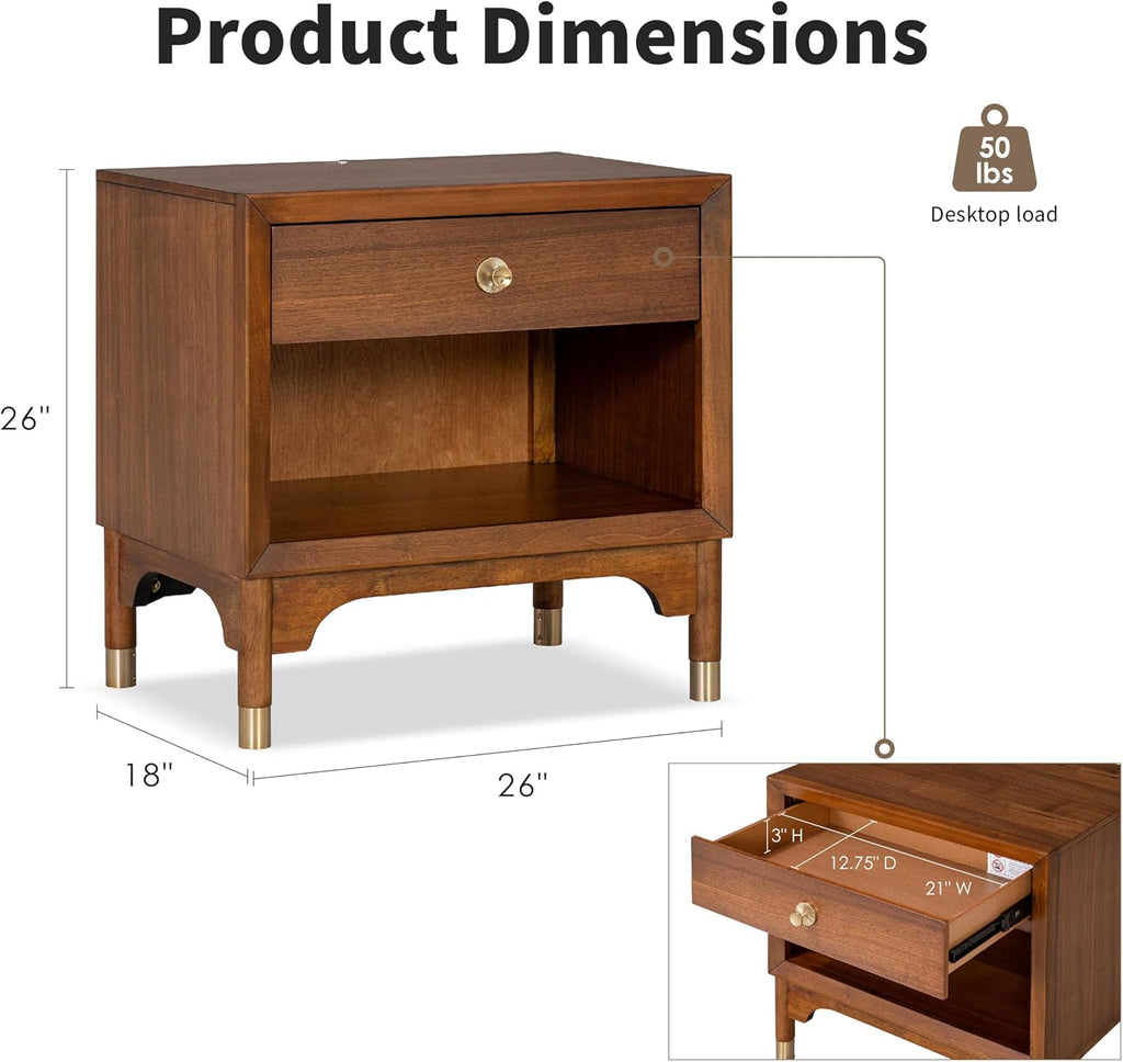 Furniture of America Forma Modern Solid Wood 3-Piece Bedroom Set with Storage Bed with LED Lights, Ball-Bearing Glide on Nightstand and Chest, No Box Spring Needed, King, Walnut