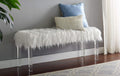 Roundhill Furniture Valley White Faux Fur Bench with Acrylic Legs