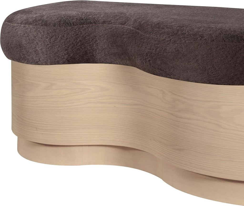 Meridian Furniture Savoy Brown Velour Fur Fabric Bench