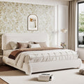 Kelway Upholstered Bed Frame Queen Size Modern Soft Boucle Bed Frame with Adjustable Heandboard, No Box Spring Needed, Easy Assembly (Beige, Queen)