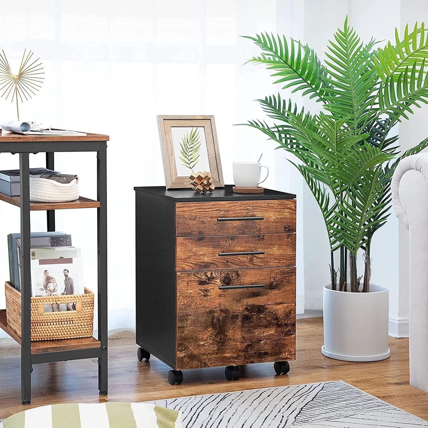 Office Cabinets, Racks and Shelves Office File Cabinets3 Drawer Organizer Mobile Base 5 Wheel Cabinet with Hanging File Drawer for Home Office Home Office Cabinets (Color : 1) (1)