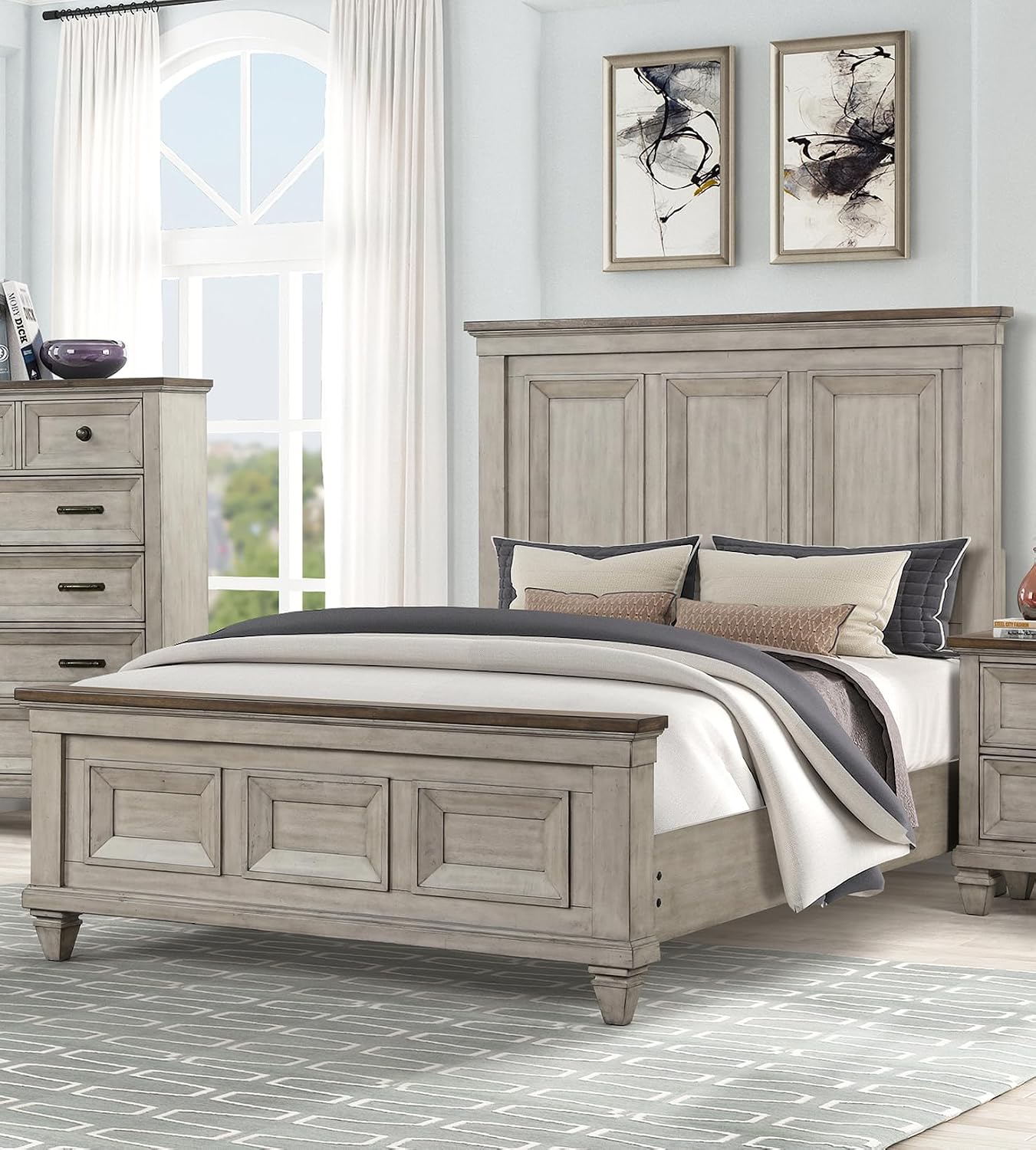 New Classic Furniture Mariana Solid Wood Queen Bed, Vintage Creme