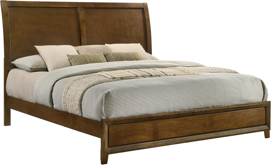 New Classic Furniture Ballard 4-Piece Wood King Bedroom Set with Nightstand, Walnut Brown
