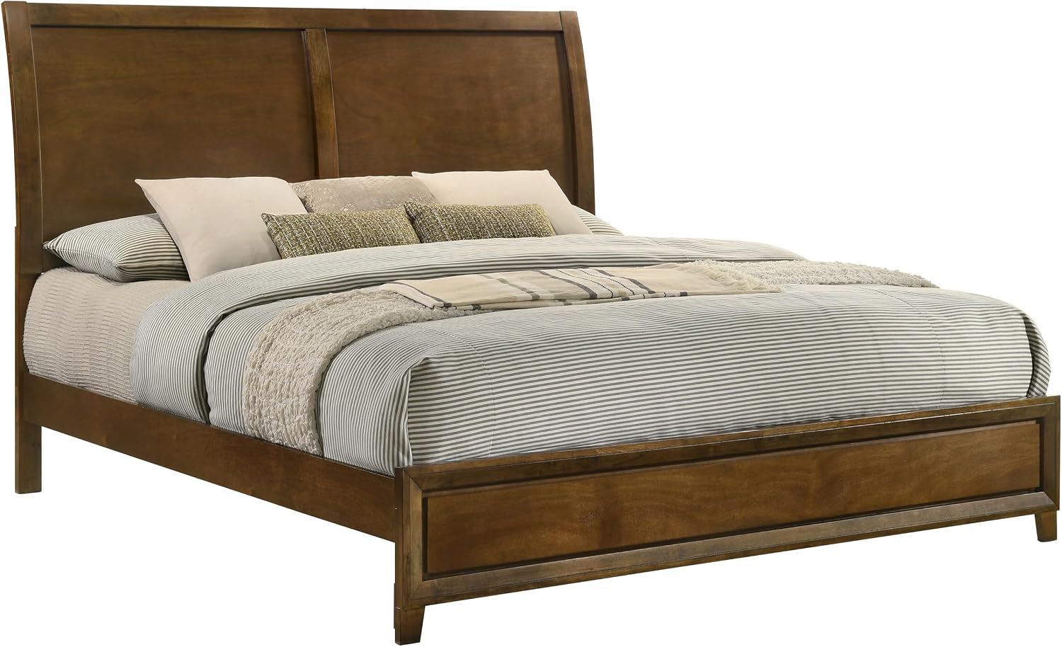 New Classic Furniture Ballard 4-Piece Wood King Bedroom Set with Nightstand, Walnut Brown