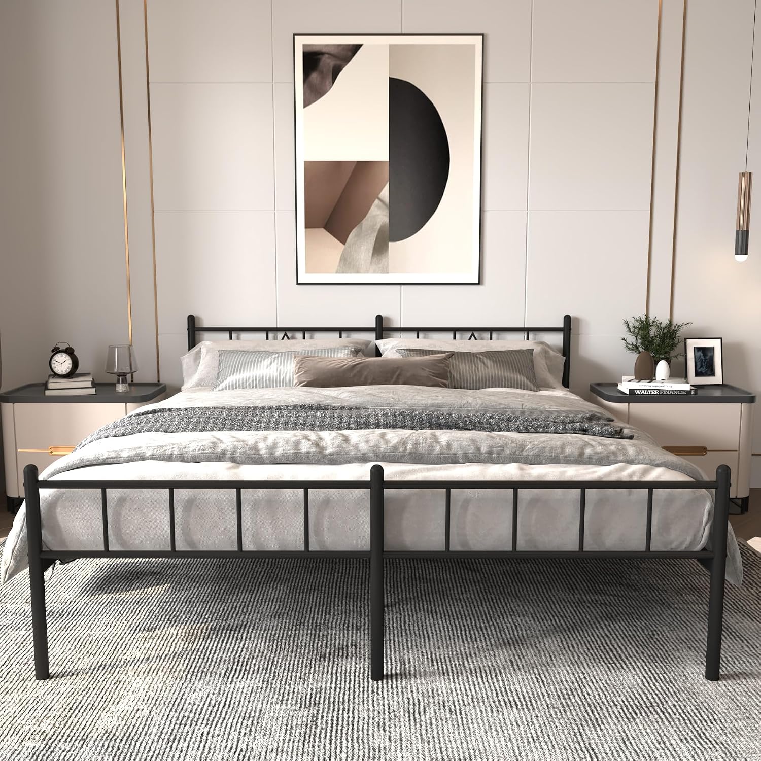 14 Inch Full Size Bed Frames with Headboard/Footboard，Metal Slats Support No Box Spring Needed Easy to Assemble/Under Bed Storage Space/Full Size Black