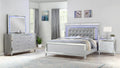King LED Bedroom Set: 4-Piece Wooden Silver Contemporary Furniture - Crystal-Tufted Headboard with Integrated Lights - Luxury Bedroom Ensemble for Modern Homes
