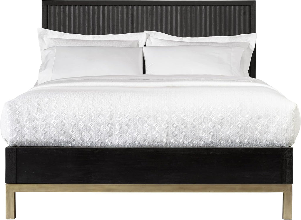 Modus Furniture Solid Wood Platform Bed, King, Kentfield - Black Drifted Oak